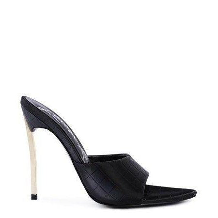 Rag Company Black Stiletto Sandals with Elegant Design and High Heel for Stylish Occasions