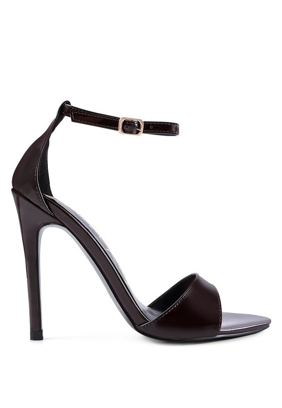Rag Company ankle strap high heel sandals in brown, perfect for evening wear