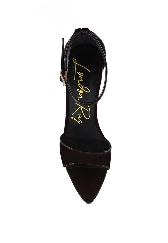 Women's black ankle strap high heel sandals for elegant occasions