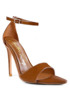 Women's brown ankle strap high heel sandals for stylish occasions