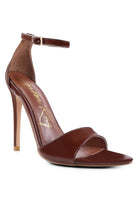 Women's brown ankle strap high heel sandals for stylish occasions