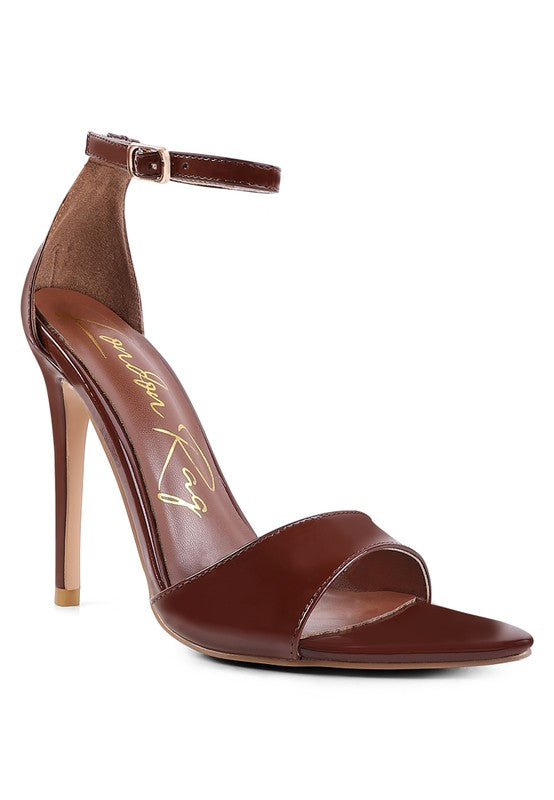 Women's brown ankle strap high heel sandals for stylish occasions