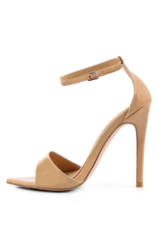 Women's nude ankle strap high heel sandals for elegant occasions