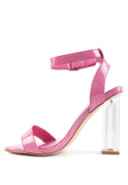 Women's pink chunky clear high heeled sandals for stylish occasions