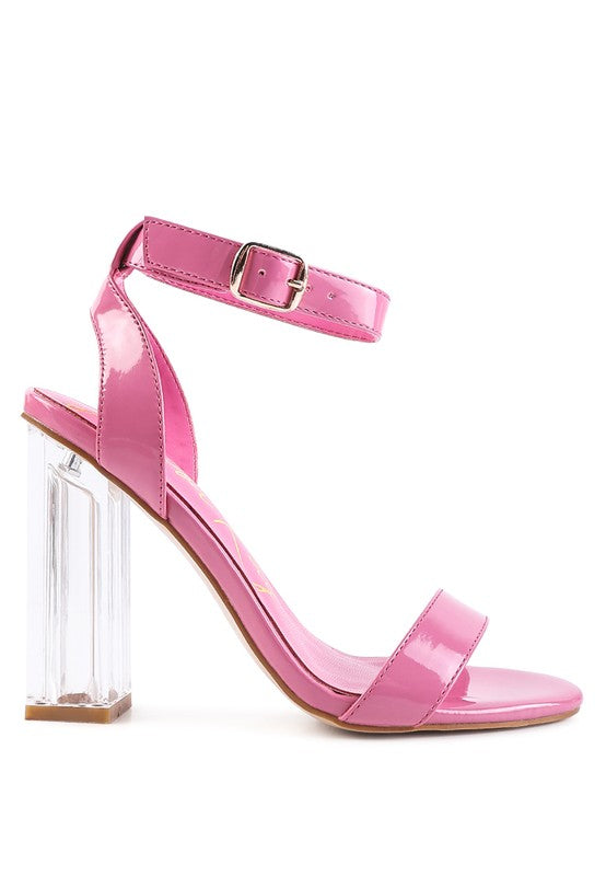 Rag Company chunky clear high heeled sandals in pink for stylish outings