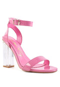 Women's pink chunky clear high heeled sandals for stylish occasions