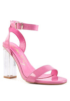 Women's pink chunky clear high heeled sandals for stylish occasions