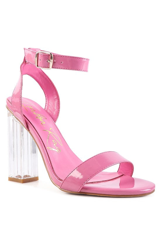 Women's pink chunky clear high heeled sandals for stylish occasions