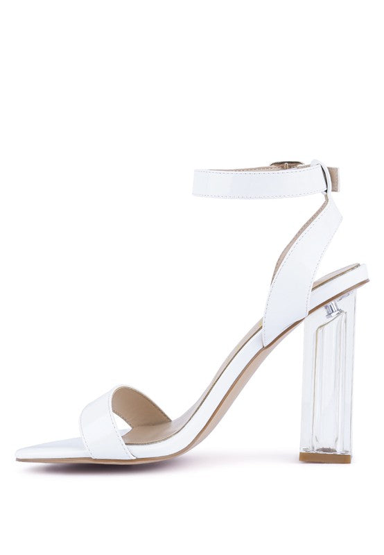 Women's white chunky clear high heeled sandals for stylish occasions