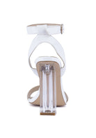 Women's white chunky clear high heeled sandals for stylish outings