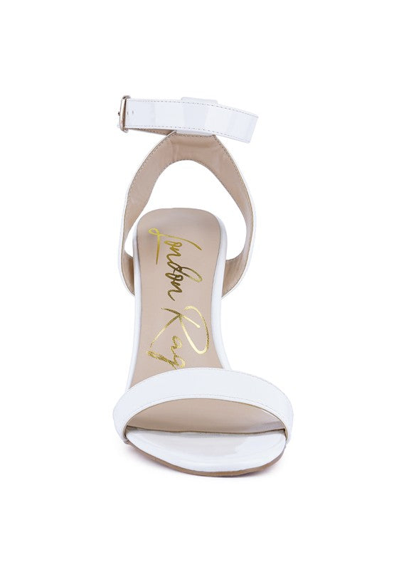 Women's white chunky clear high heeled sandals with ankle strap