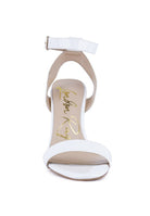 Women's white chunky clear high heeled sandals with ankle strap