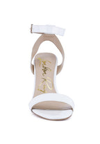 Women's white chunky clear high heeled sandals with ankle strap