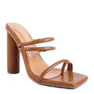 Dandelion croc sandals with a stylish block heel and striped straps for women's fashion.