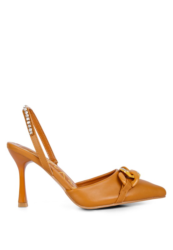Rag Company diamante metal chain sandals in tan for elegant occasions
