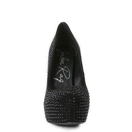 Rag Company Elegant High Heels in Black with Sparkling Studded Detailing for Stylish Occasions