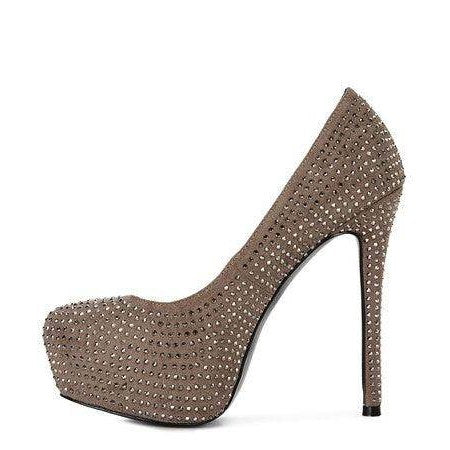 Rag Company elegant high heels in taupe with studded design and high stiletto heel for stylish occasions