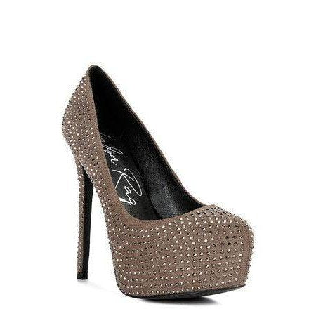 Rag Company elegant high heels in taupe with studded details and a platform design for stylish occasions
