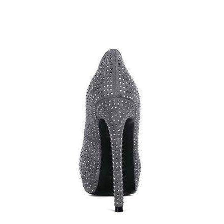 Rag Company elegant high heels in grey with sparkling embellishments and sleek stiletto design