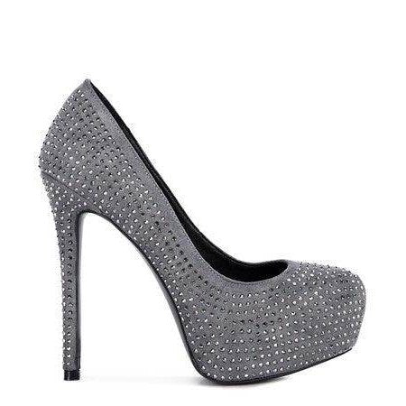 Rag Company elegant high heels in grey with studded design and stylish high platform