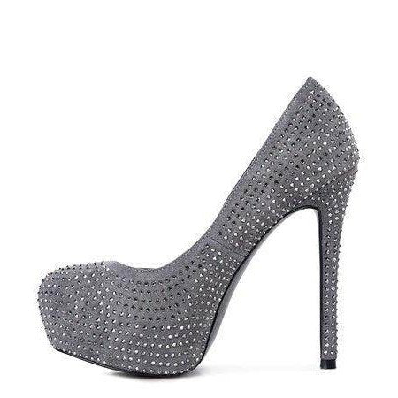 Rag Company elegant high heels with rhinestone embellishments in gray for a stylish look