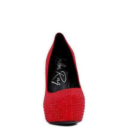 Rag Company elegant high heels in red with sparkling embellishments for stylish occasions