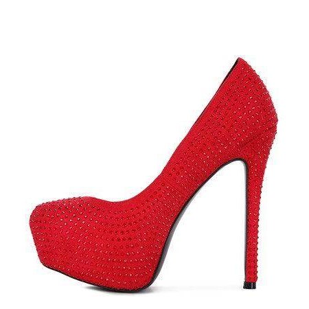 Rag Company elegant high heels in red with rhinestone embellishments for stylish occasions