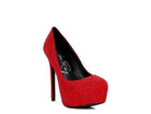 Rag Company elegant high heels in red with sparkling rhinestones and a high stiletto heel