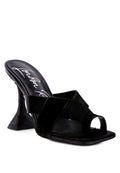 black intertwined toe ring heeled sandals for stylish women