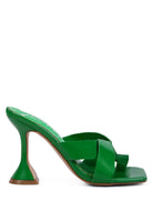 Women's green intertwined toe ring heeled sandals for stylish occasions