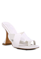 Women's white intertwined toe ring heeled sandals for stylish summer outings