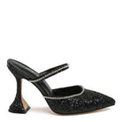 Rag Company sparkly spool heel shoes in black with elegant rhinestone embellishments