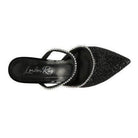 Stylish black sparkly spool heel shoes with rhinestone accents for elegant occasions