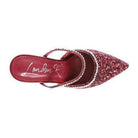 Rag Company sparkly spool heel shoes in red with glitter finish and pointed toe design