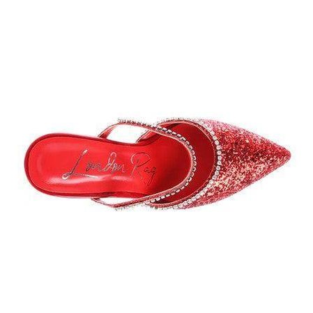 Rag Company sparkly spool heel shoes in red with glitter and elegant design for stylish occasions