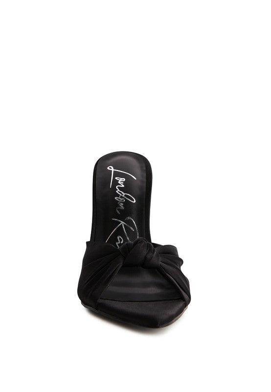 Rag Company Women's Vacation High Heeled Sandals in Black with Stylish Knot Detail