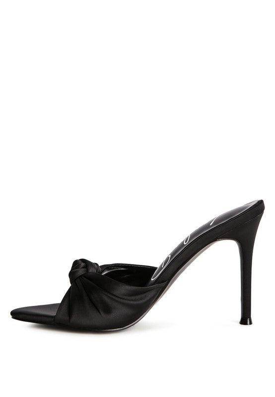 Rag Company Women's Black Vacation High Heeled Sandals with Knot Detail for Stylish Summer Outfits