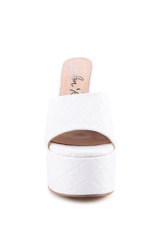 Rag Company white stylish quilted sandals with a platform and open toe design