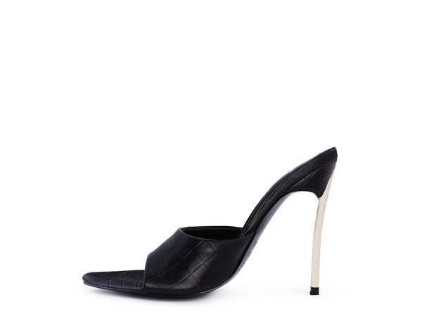 Black pointed high heel sandals for women, stylish and elegant