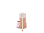 Pink pointed high heel sandals for women with a sleek design