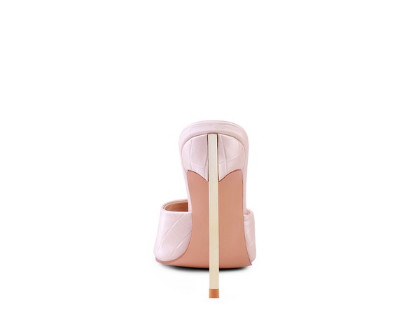 Pink pointed high heel sandals for women with a sleek design