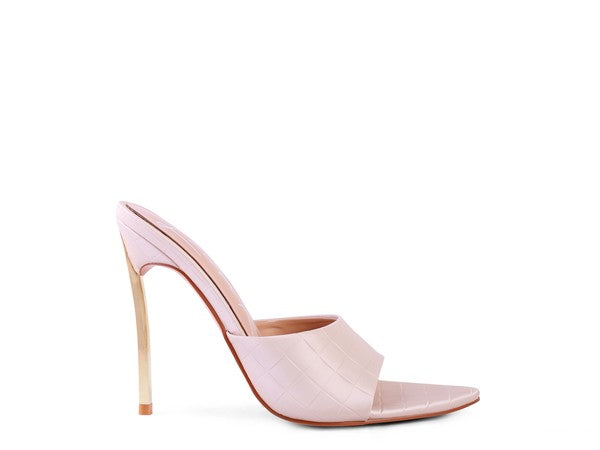 Rag Company pointed high heel sandals for women in soft pink, stylish for evening outings