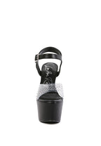 Rag Company clear ultra high heel sandals with rhinestone embellishments