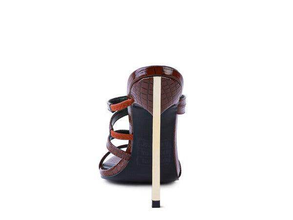 Croc metal high heels from Rag Company featuring a sleek design and stylish straps in brown