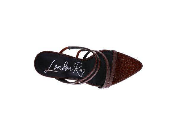 Croc metal high heels by Rag Company featuring a stylish pointed toe and elegant straps