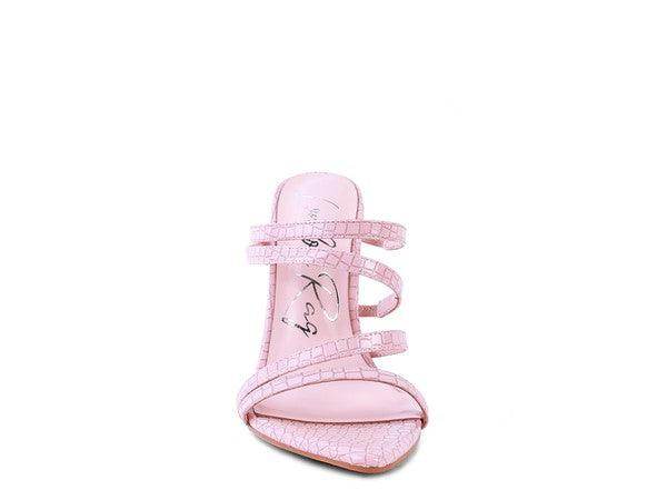 Rag Company Croc Metal High Heels in Pink with Strappy Design for Stylish Women's Footwear