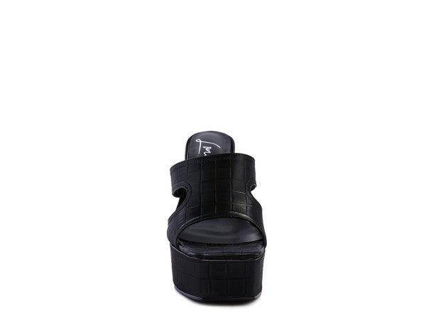 Black Heeled Mules by Rag Company, perfect as stylish vacation footwear for summer outings