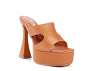 Rag Company stylish vacation footwear with a bold platform heel and trendy croc texture in orange