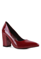 Stylish red high heel pumps for women with a glossy finish from Rag Company, perfect for elegant occasions.