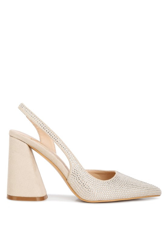 Rag Company rhinestone embellished heel sandals in beige for stylish occasions